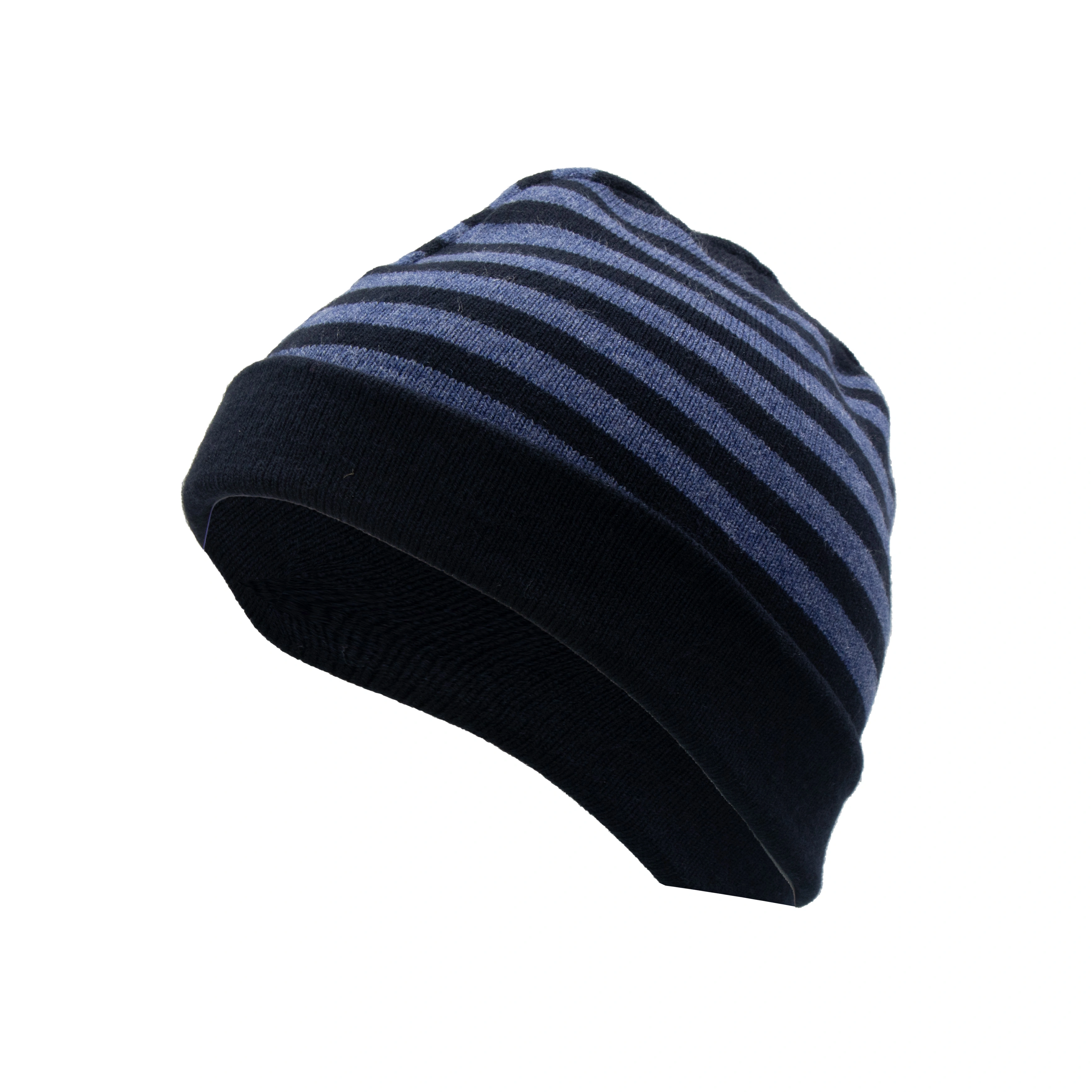 Kaza Beanie Reversible Winter Cap: Blended Yarns for Warmth, Comfort, and Style During Cold Weather Activities-Navy Blue-1