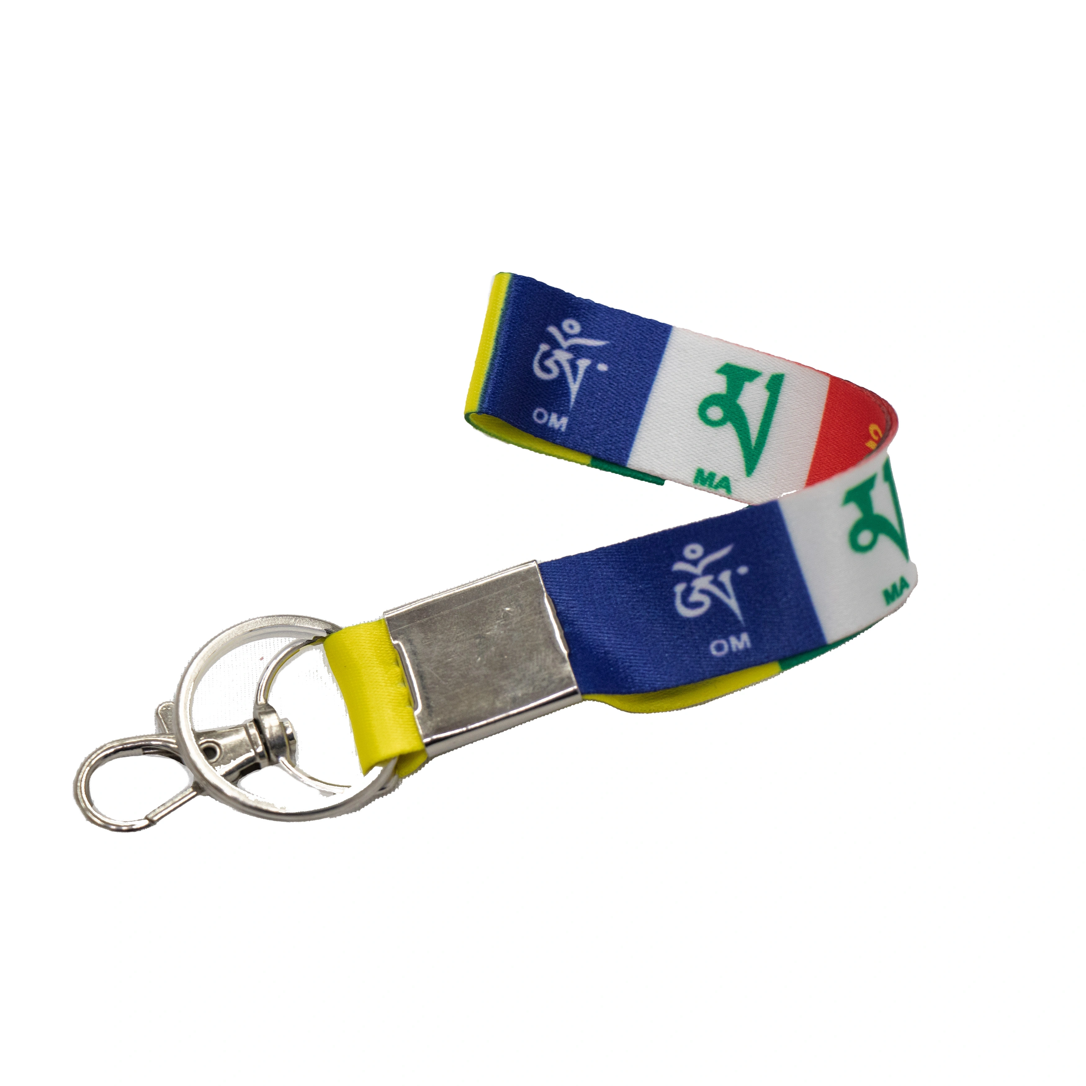 Key Chain - Buddhist Theme Wrist Loop with Tibetan Prayer Flag: Carry Blessings and Good Luck Wherever You Go-1