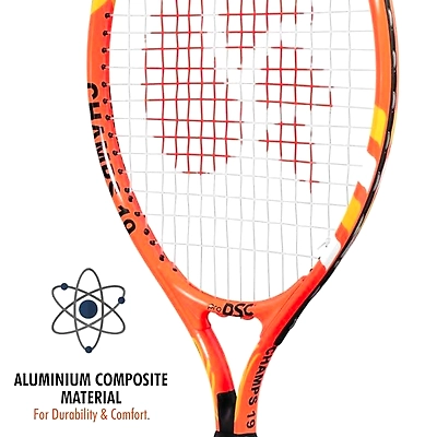 DSC Champ Aluminum Tennis Racquet: Lightweight, Durable, and Powerful Racquet for Beginners and Junior Players-ORANGE-19-5