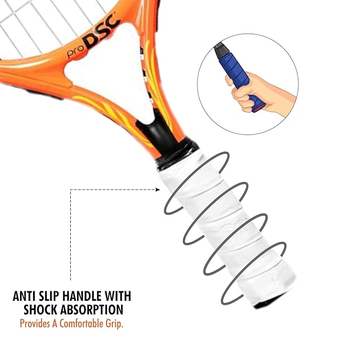 DSC Champ Aluminum Tennis Racquet: Lightweight, Durable, and Powerful Racquet for Beginners and Junior Players-ORANGE-19-5