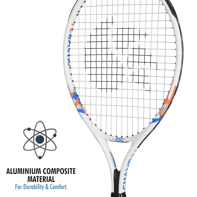DSC Champ Aluminum Tennis Racquet: Lightweight, Durable, and Powerful Racquet for Beginners and Junior Players-WHITE-21-2