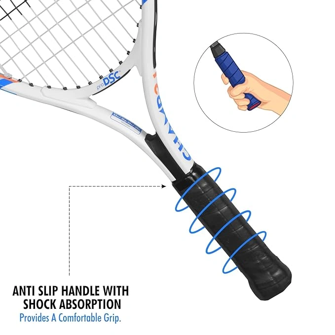 DSC Champ Aluminum Tennis Racquet: Lightweight, Durable, and Powerful Racquet for Beginners and Junior Players-WHITE-21-5
