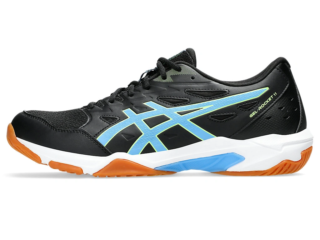 ASICS Men's Gel-Rocket 11 Indoor Sports Shoes: Versatile Court Shoes with GEL Cushioning for Stability and Comfort-Black/Waterscape-8-1