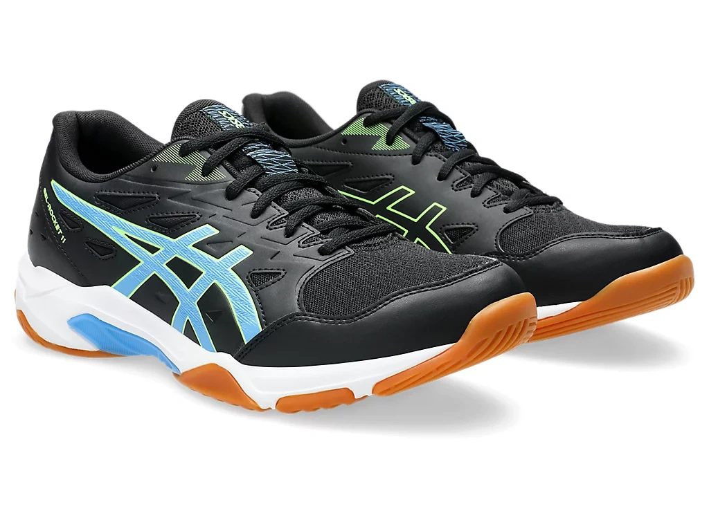 ASICS Men's Gel-Rocket 11 Indoor Sports Shoes: Versatile Court Shoes with GEL Cushioning for Stability and Comfort-Black/Waterscape-8-5