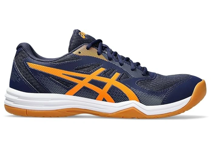 ASICS Upcourt 5 Men's Badminton Shoes: Lightweight, Flexible Badminton Trainers for Optimal Performance on the Court-Peacoat/Shocking Orange-10-3