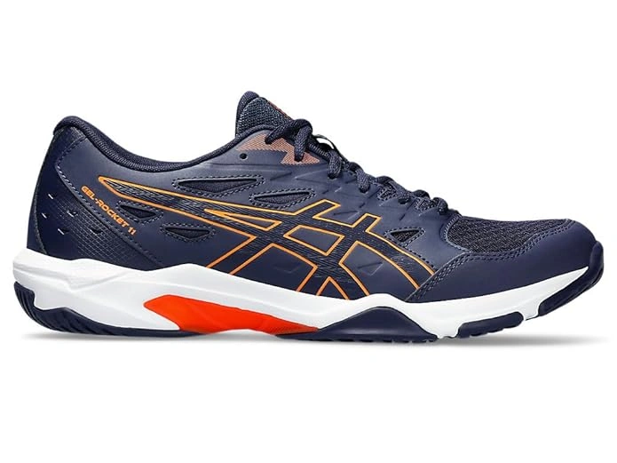 ASICS Men's Gel-Rocket 11 Indoor Sports Shoes: Versatile Court Shoes with GEL Cushioning for Stability and Comfort-Peacoat/Shocking Orange-8-1