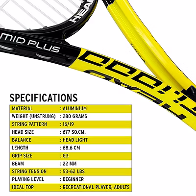 HEAD Graphite Ti.1000 Tennis Racquet-BLACK YELLOW-1