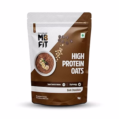MuscleBlaze Fit High Protein Oats, 1 kg, Dark Chocolate: 22g Protein, Rolled Oats, Breakfast Cereal for Weight Management-DARKCHOCOLATE-1kg-1