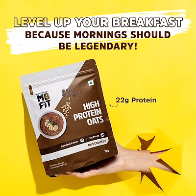 MuscleBlaze Fit High Protein Oats, 1 kg, Dark Chocolate: 22g Protein, Rolled Oats, Breakfast Cereal for Weight Management-DARKCHOCOLATE-1kg-5