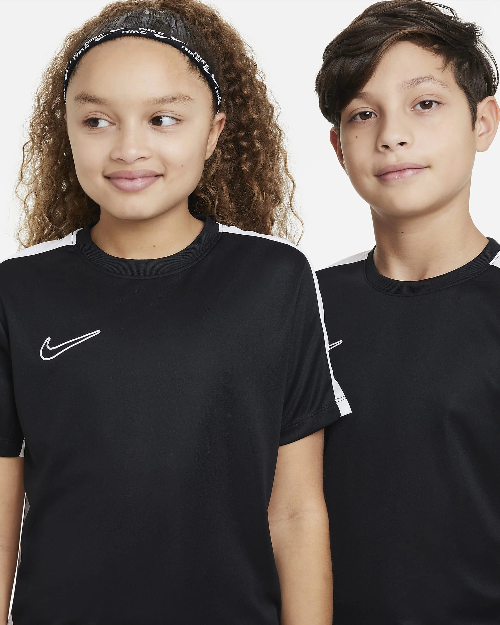 Nike Dri-FIT Academy23 Kids' Football Top: Breathable Performance Wear-Black/White/White-L-5