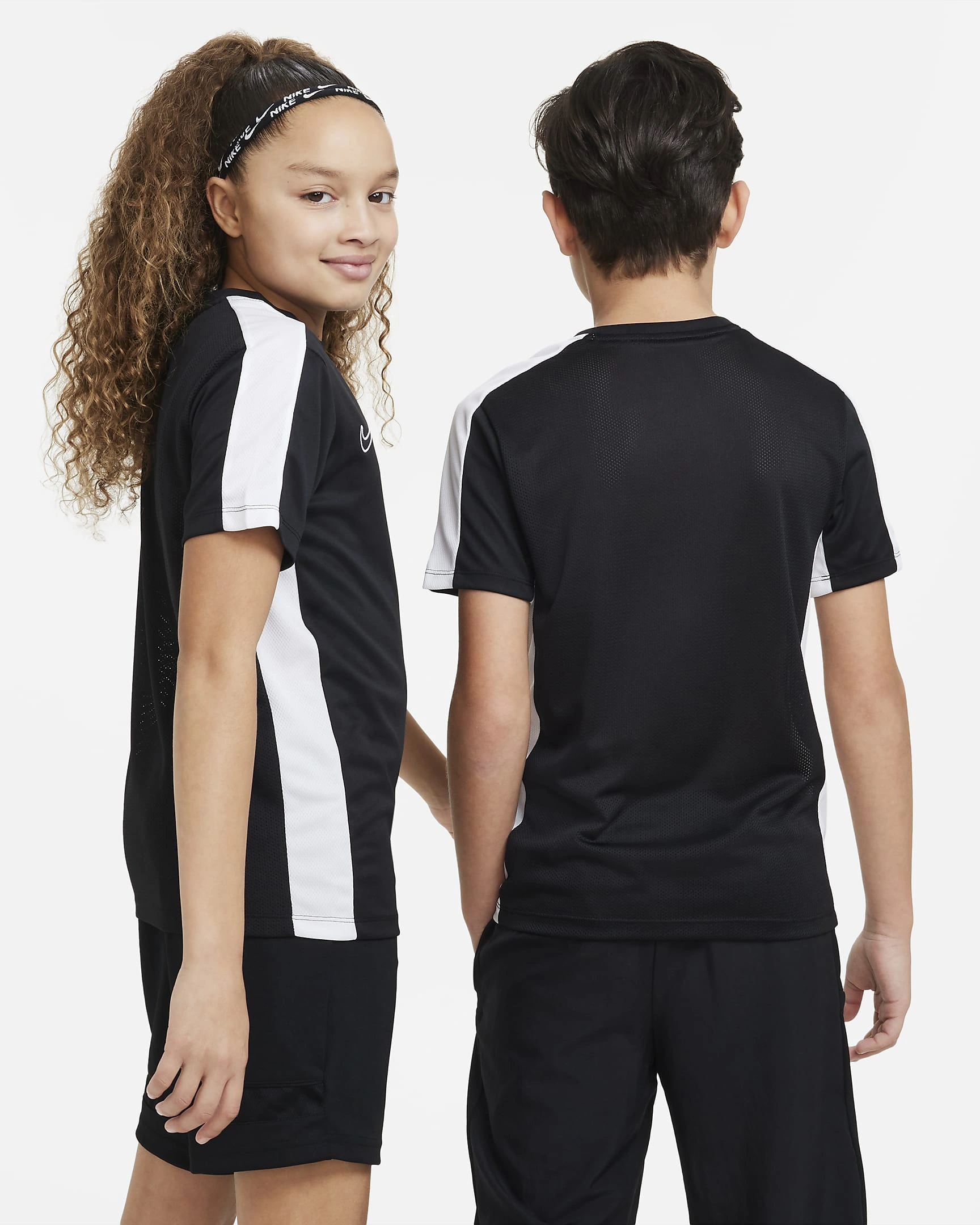 Nike Dri-FIT Academy23 Kids' Football Top: Breathable Performance Wear-Black/White/White-XL-3