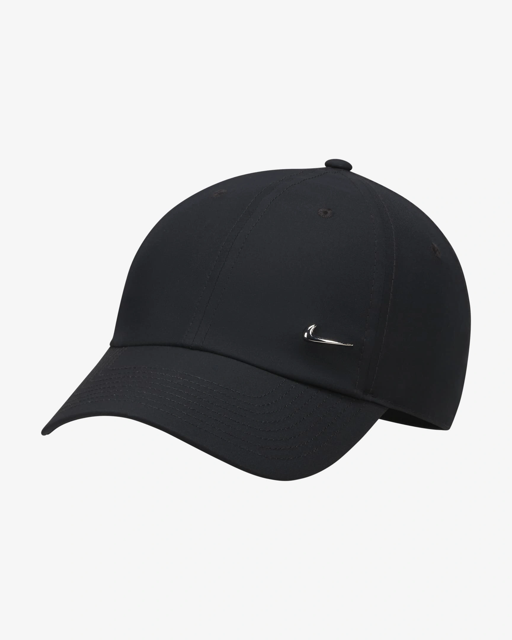 Nike Dri-FIT Club Unstructured Metal Swoosh Cap-Black/Metallic Silver-1