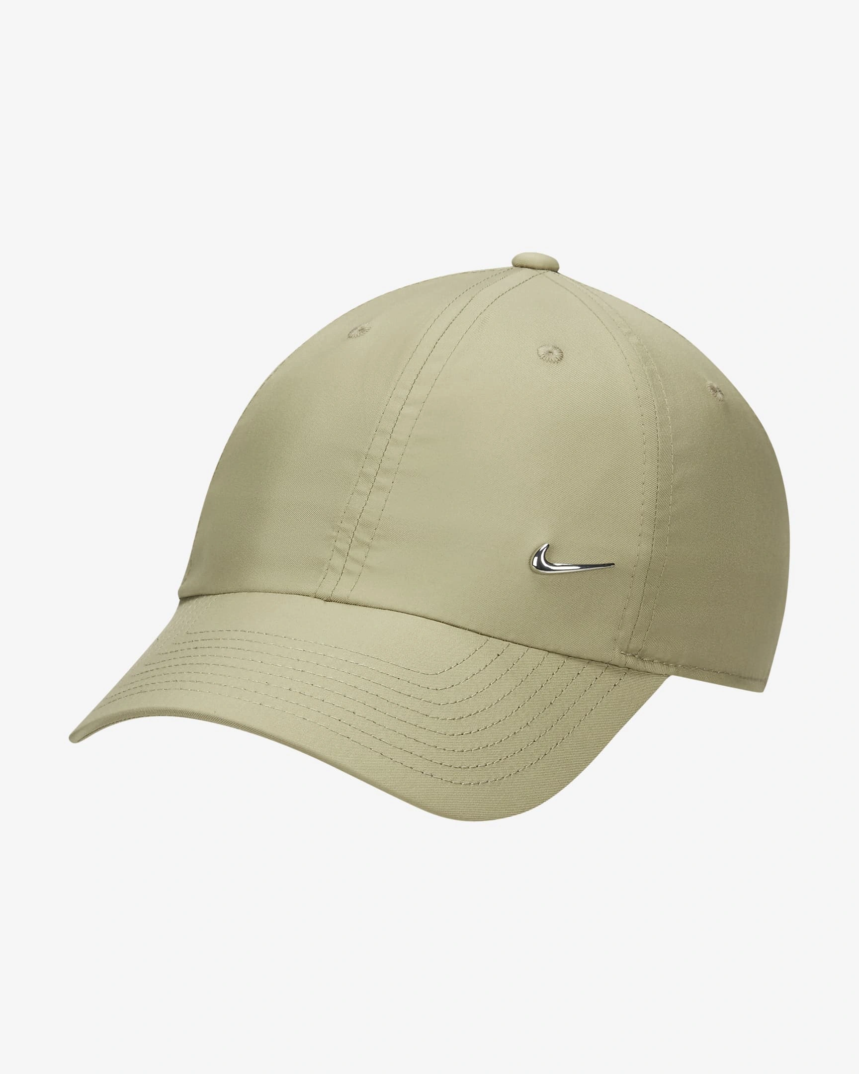 Nike Dri-FIT Club Unstructured Metal Swoosh Cap-Neutral Olive/Metallic Silver-1