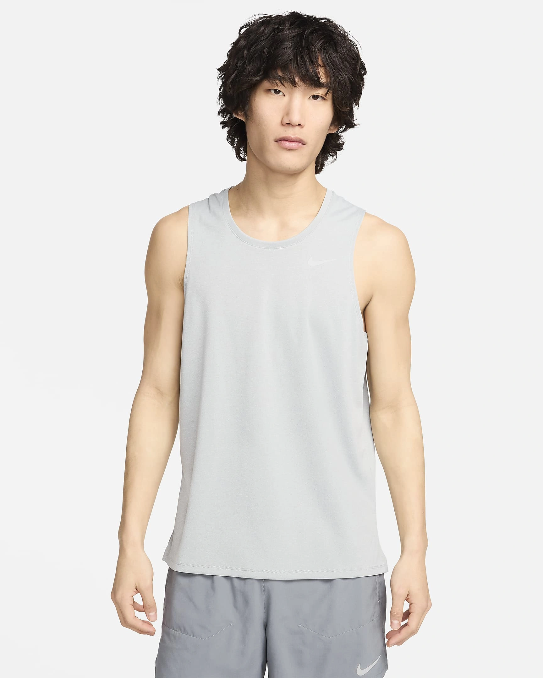 Nike Dri-FIT Miler Men's Running Tank-L-Grey Fog/Particle Grey/Heather-1