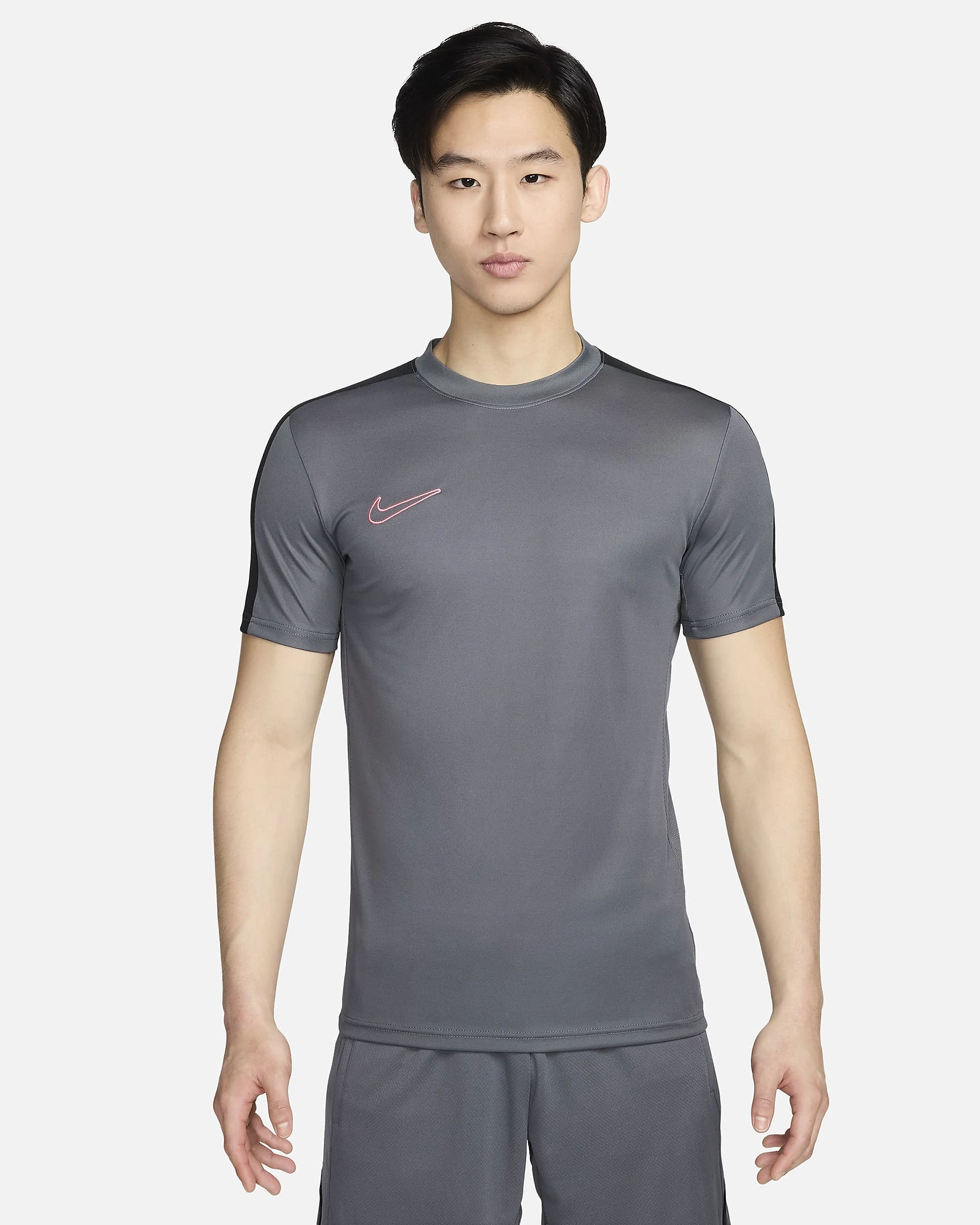 Nike Dri-FIT Academy Men's Short-Sleeve Football Top-Iron Grey/Black/Sunset Pulse-L-1