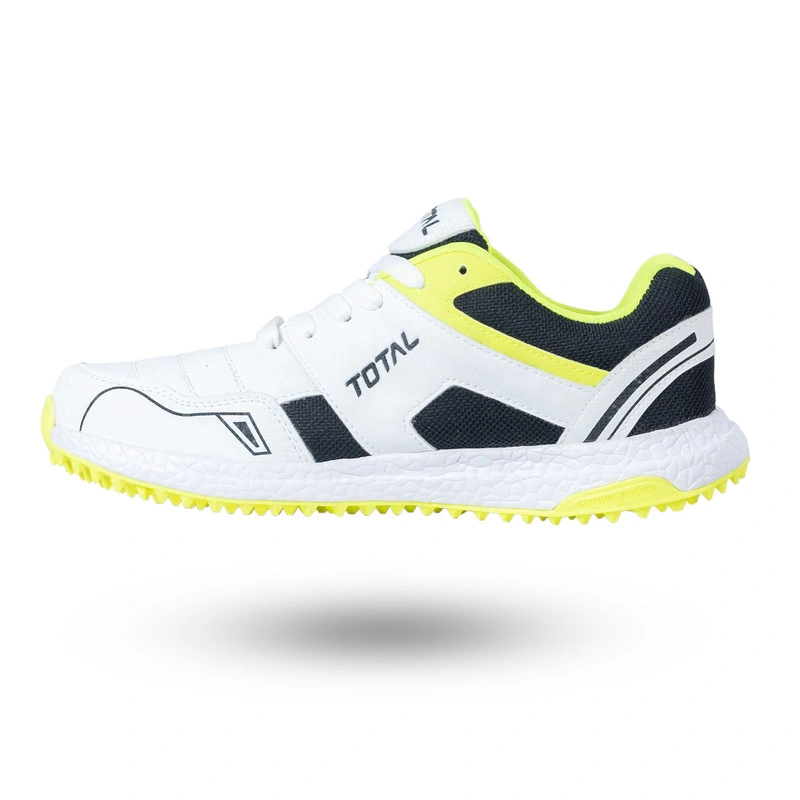 Total C-Vintag Rubber Spike Cricket Shoes for Men -10-WHITE/LIME-3