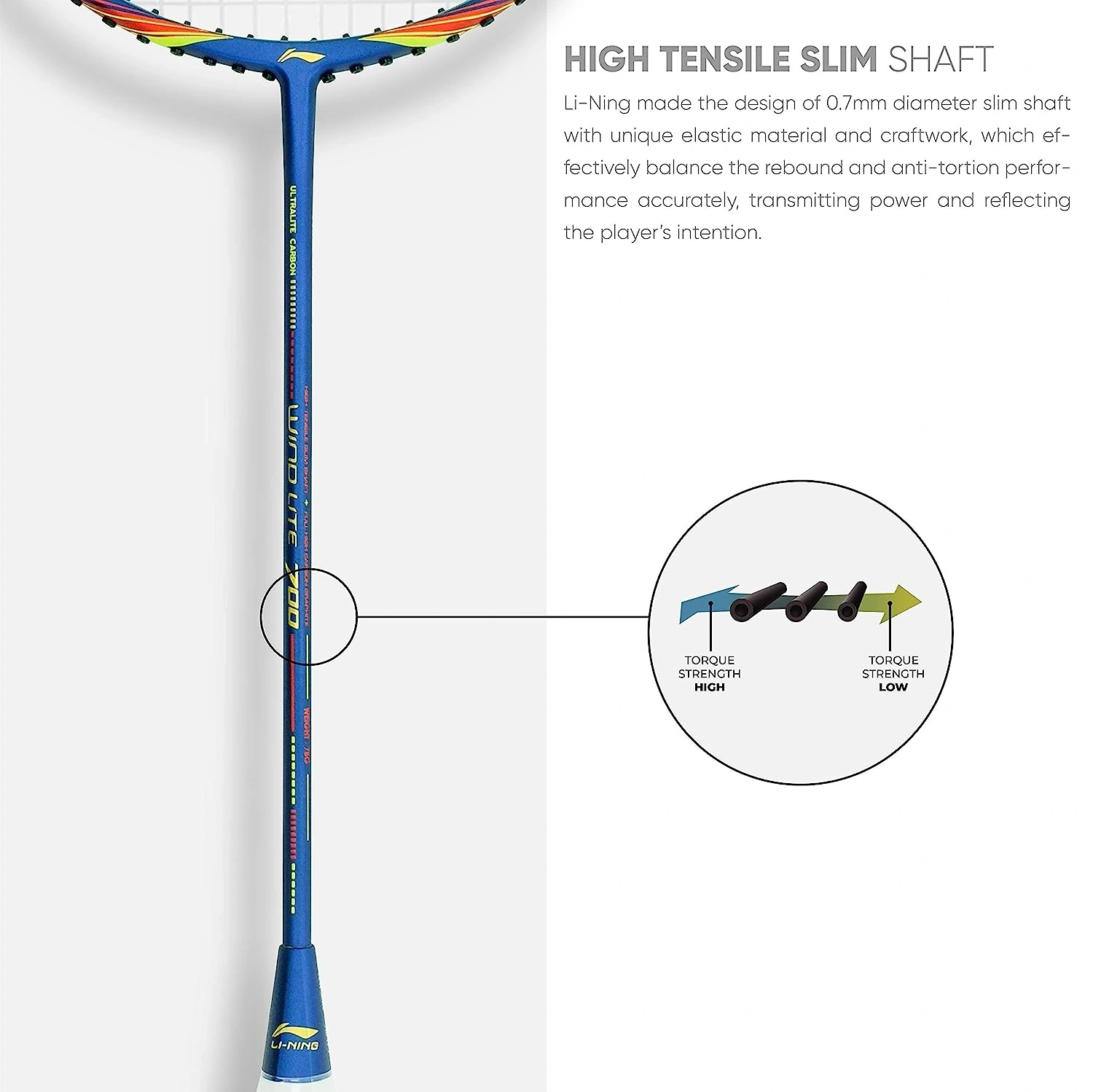 LI-NING Wind Lite 700  Strung Badminton Racquet-BLUE  RED-FS-7