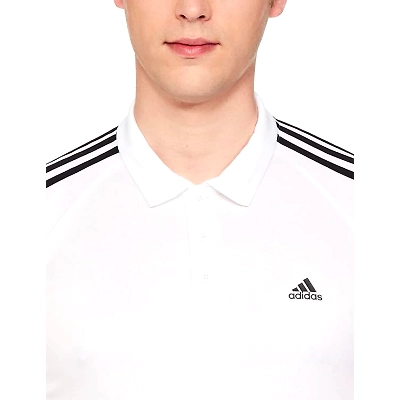 Adidas Polyester Polo Neck Polo T-Shirt-WHITE-M-4