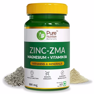 Pure Nutrition Naturals Zinc ZMA Supplement 800mg with Magnesium + Vitamin B6 for Men & Women