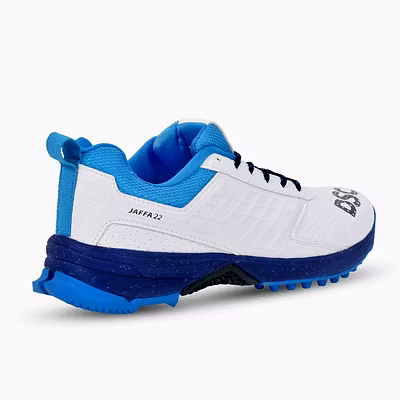 DSC Jaffa 22 Cricket Shoes for Men: Lightweight and Durable Cricket Shoes with Synthetic Leather Upper and Rubber Outsole-5-White - Navy-2