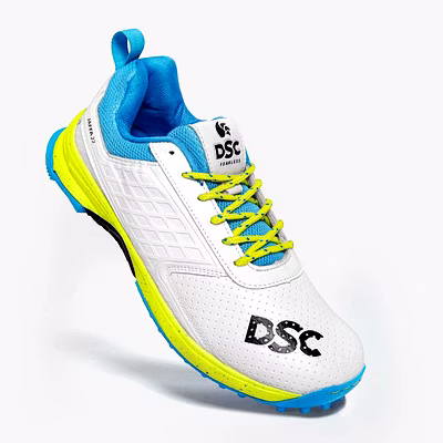 DSC Jaffa 22 Cricket Shoes for Men: Lightweight and Durable Cricket Shoes with Synthetic Leather Upper and Rubber Outsole-12-WHITE/L.YELLOW-4