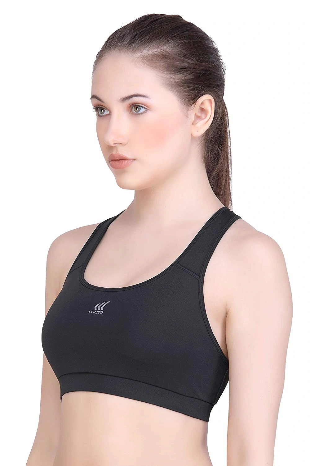 LAASA SPORTS Medium Impact Cotton Non Wired Sports Bra with Removable Pads-Black-3XL-6