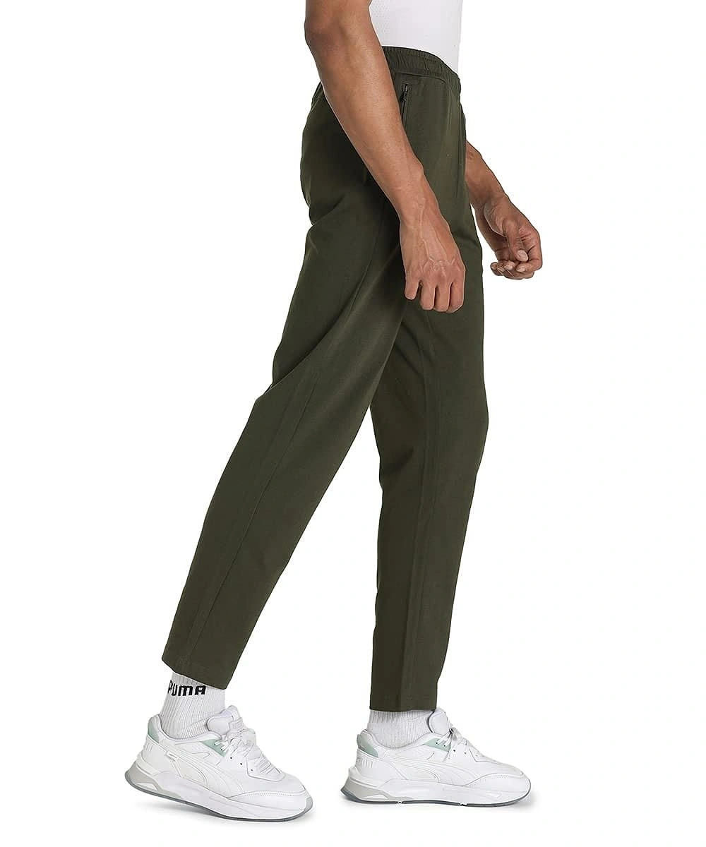 Puma Zippered Knitted Slim Fit Men's Jersey Sweat Pants-Green-M-6