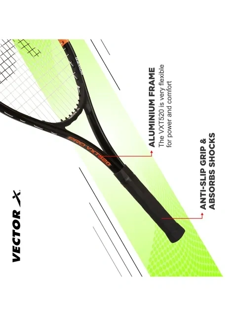 Vector X VXT 520 Strung Tennis Racquet-BLACK-26-5