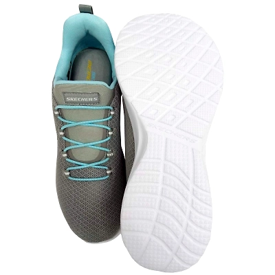 Skechers Dynamight Womens Slip On Sports Shoes-GREY LIGHT BLUE-6-4