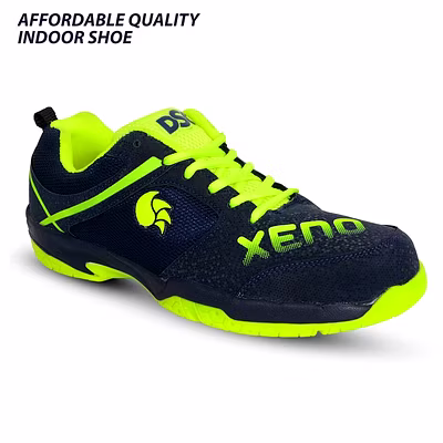 DSC XENO Badminton Shoes: Comfortable and Breathable Badminton Shoes with Excellent Traction for Indoor Courts-NAVY/FLOROSENT YELLOW-6-2