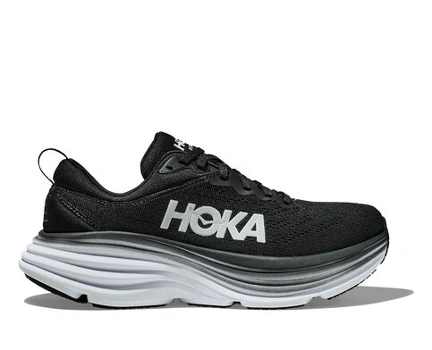 HOKA Bondi 8 Cushioned Road Running Shoe-BLACK / WHITE-8-4