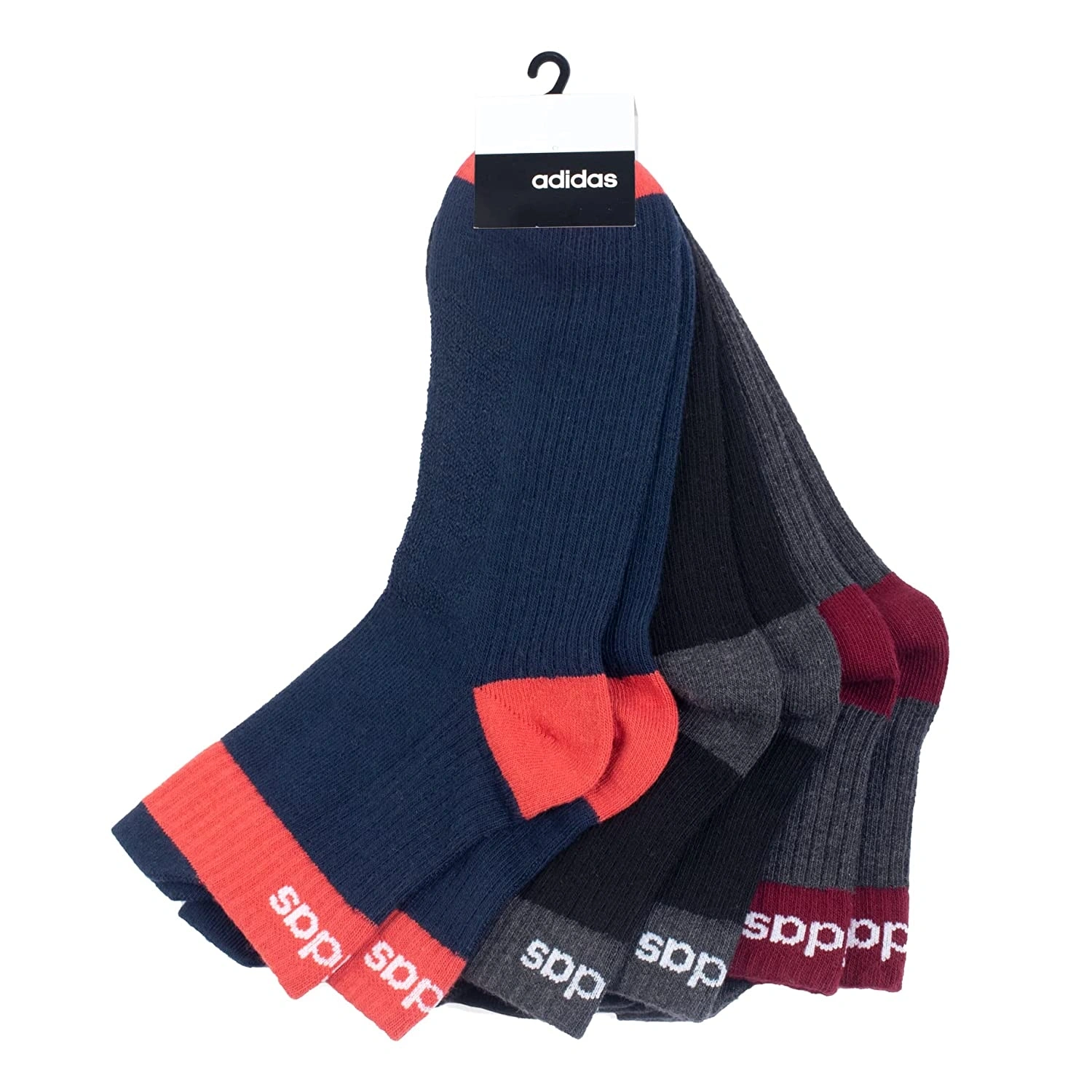 Adidas Men's Ankle Length Cotton Blend Socks (Pack Of 3 Pairs): Breathable Comfort and Support for All-Day Wear-COLL.NAVY BLACK ANT.MEL.-4