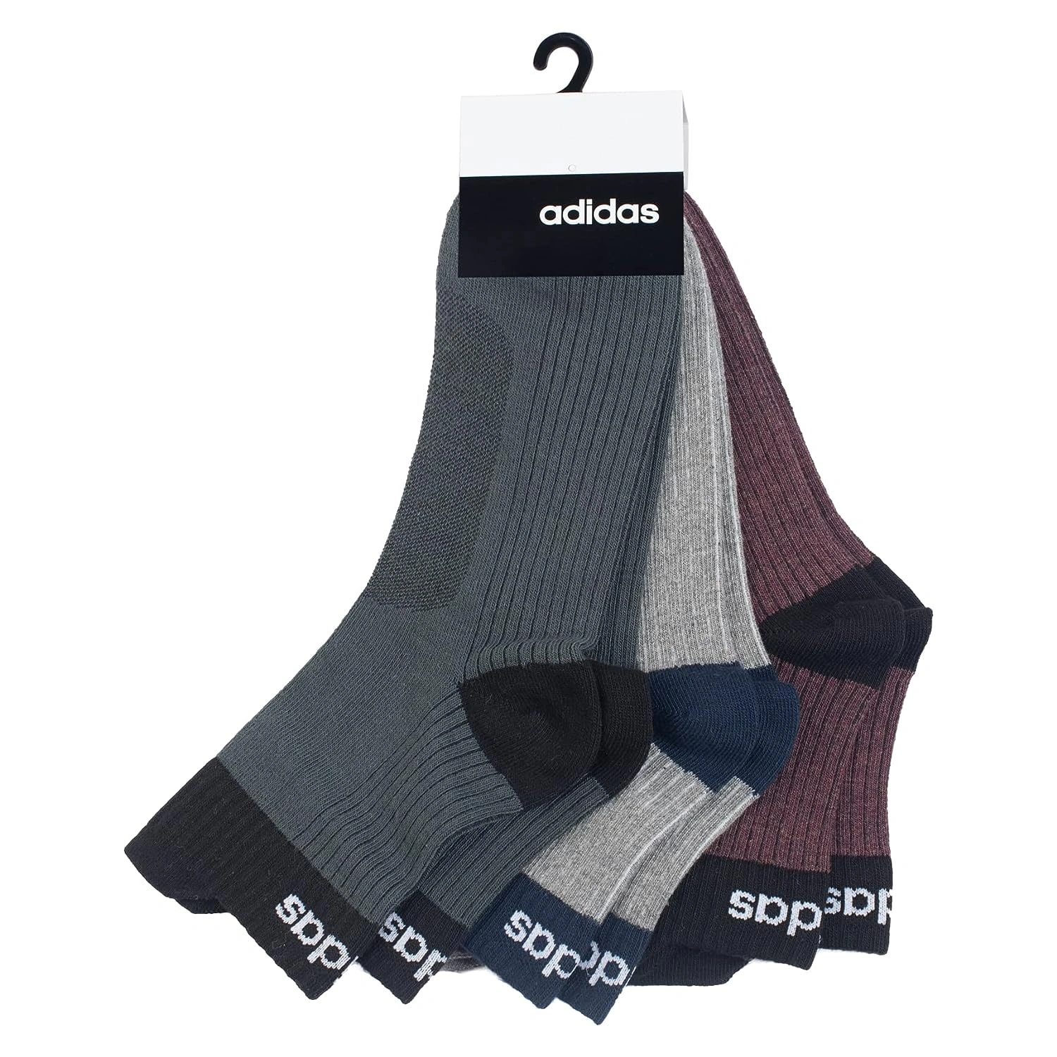 Adidas Men's Ankle Length Cotton Blend Socks (Pack Of 3 Pairs): Breathable Comfort and Support for All-Day Wear-SHADOW OLIVE-GREY-MEL- COTTON-4