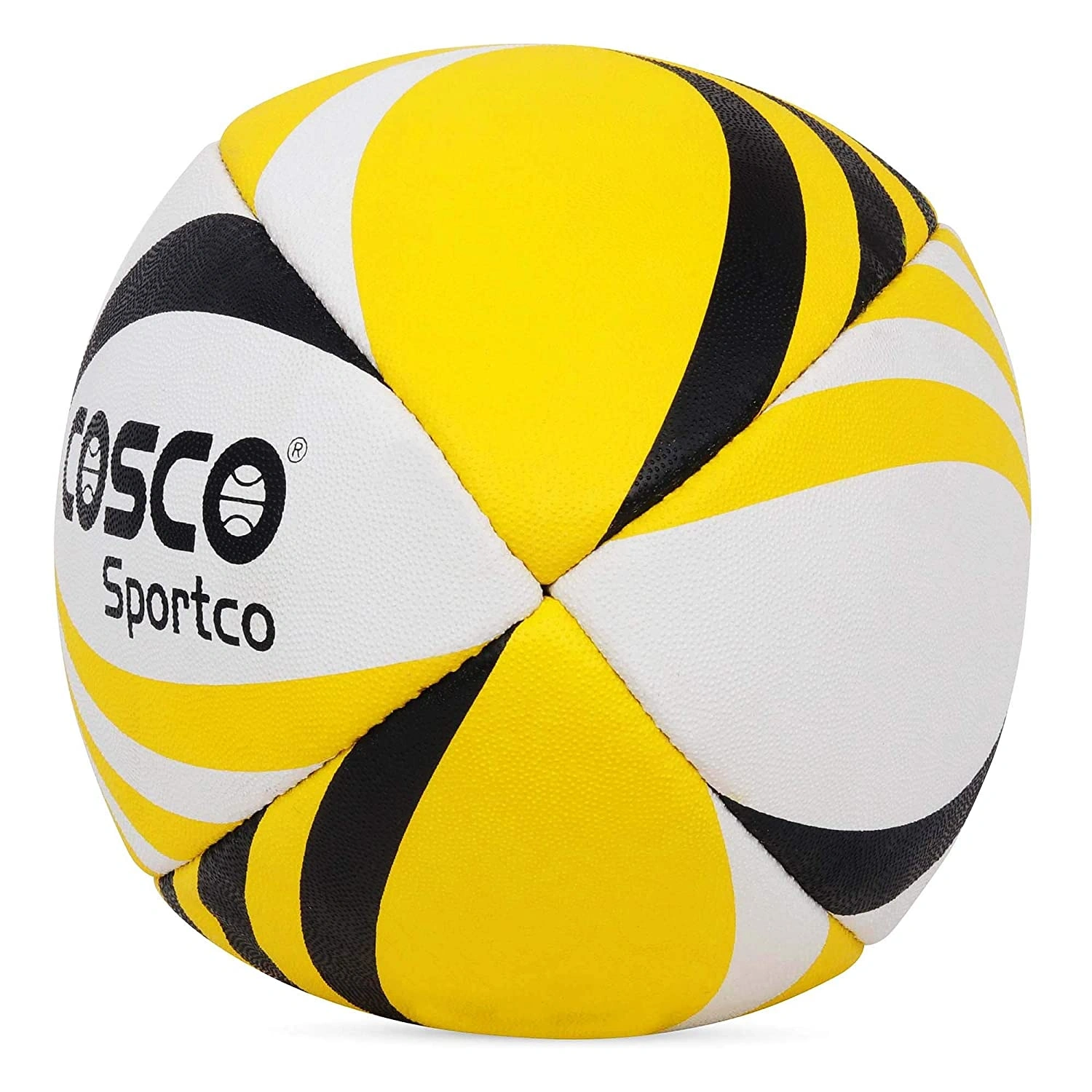 Cosco Synthetic Rugby Ball, Yellow-White-Black Size 5: Durable and Reliable Rugby Ball for Training and Matches-5-7