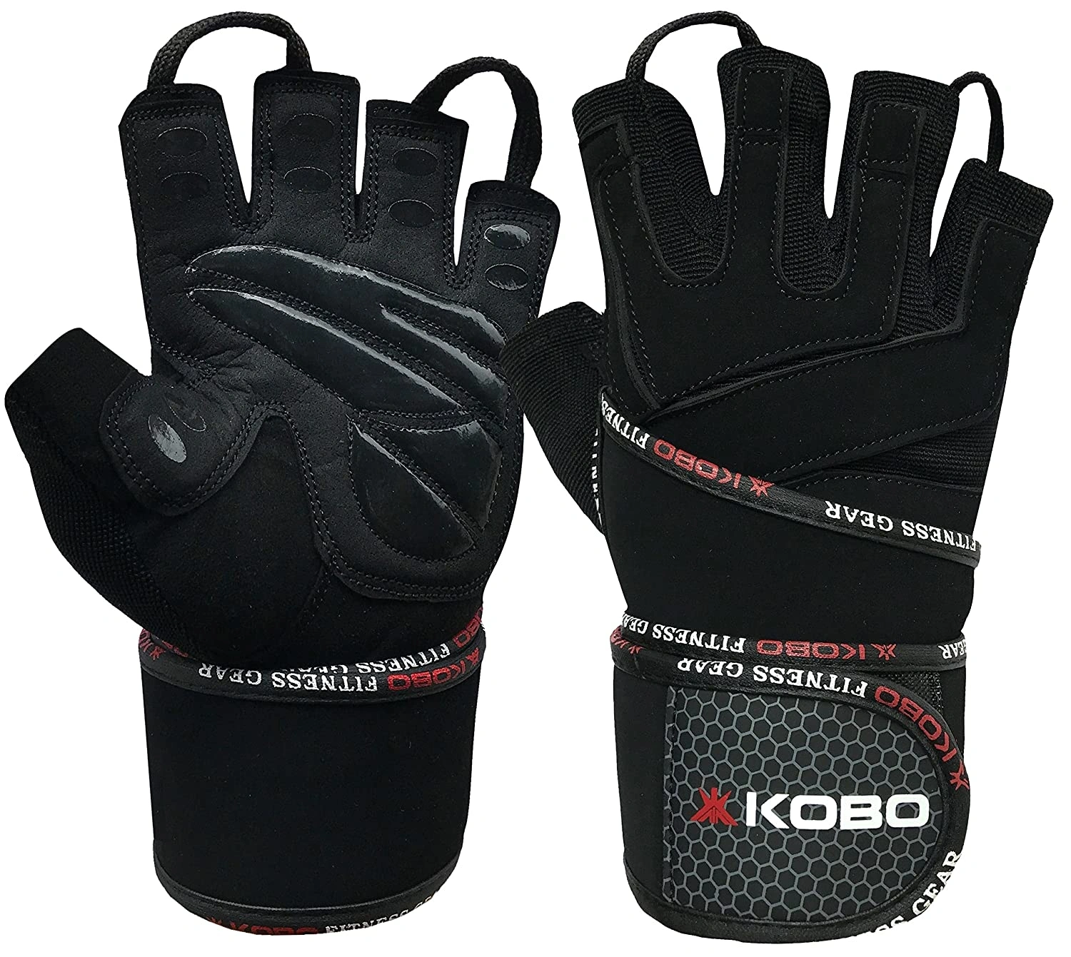 Kobo WTG-14 Gym Gloves with Wrist Support-BLACK-S-1