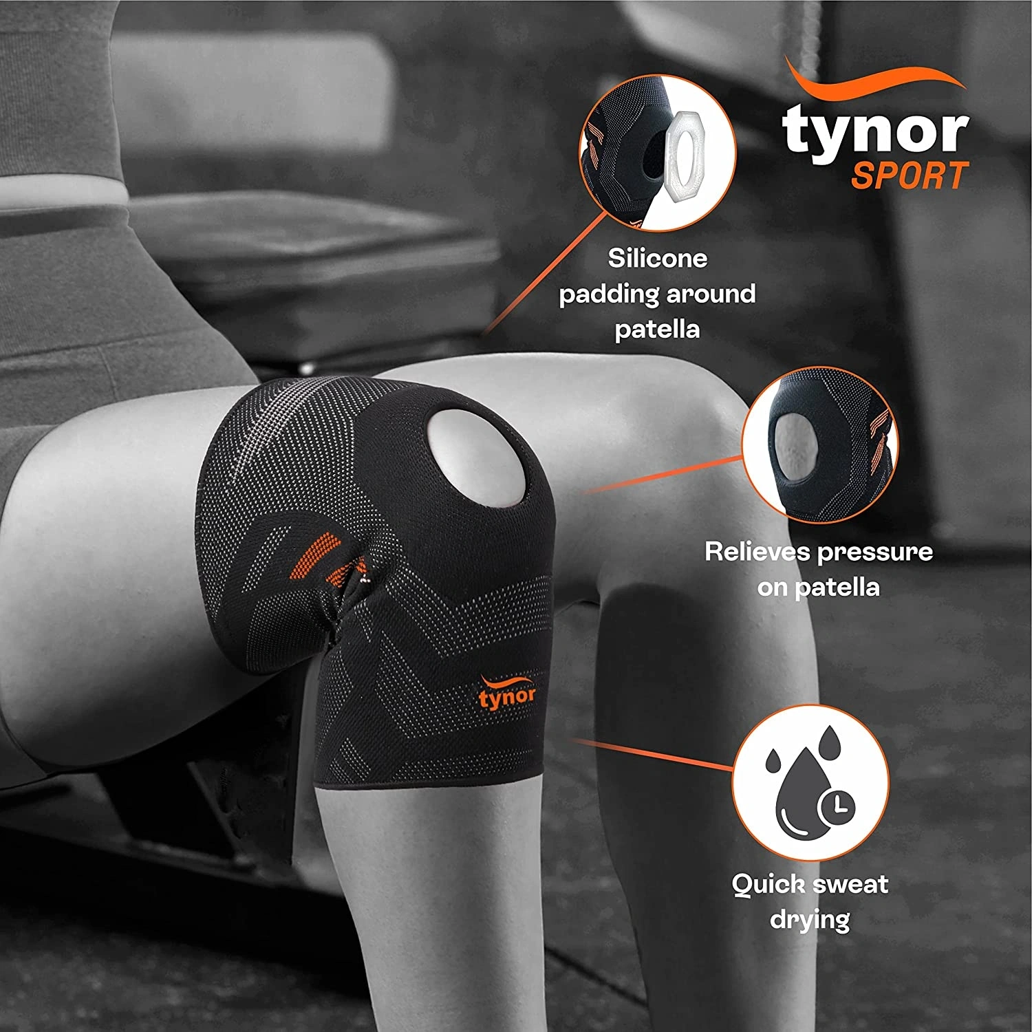 TYNOR KNEE CAP AIR OPEN PATELLA, 1 UNIT-ORANGE-S-4