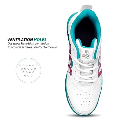 DSC Beamer X Cricket Shoes: Durable and Comfortable Cricket Shoes for Armature and Recreational Players-DARK CYAN/WHITE-10-4