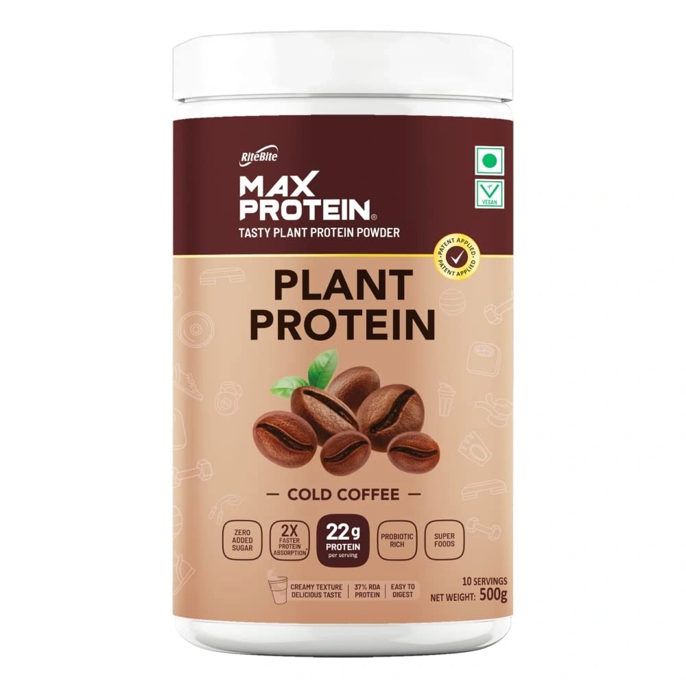 RiteBite Max Protein 100% Naturel Vegan Protein Powder-COLD COFFEE-1