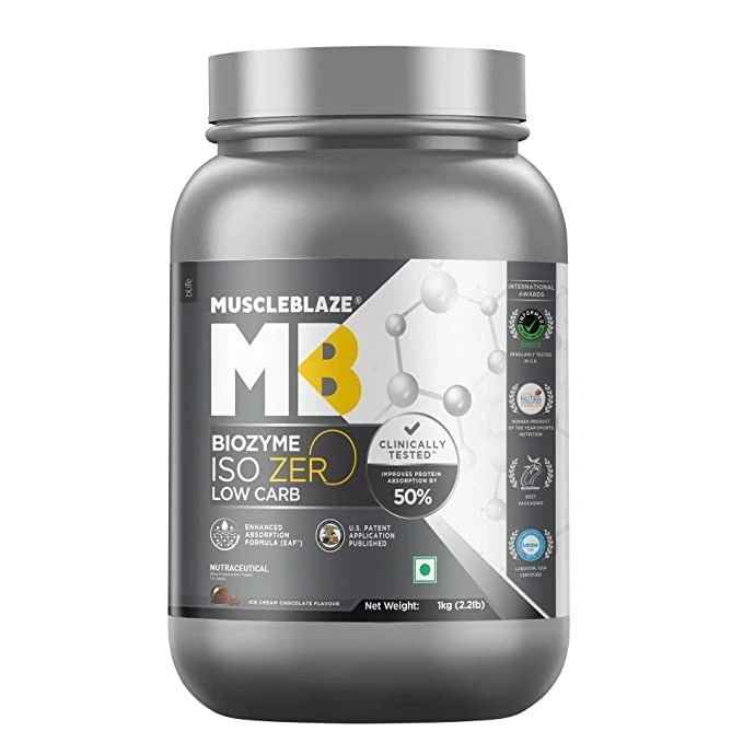 MuscleBlaze Biozyme Iso-Zero, Low Carb, 100% Pure Whey Protein Isolate-ICE CREAM CHOCOLATE-1