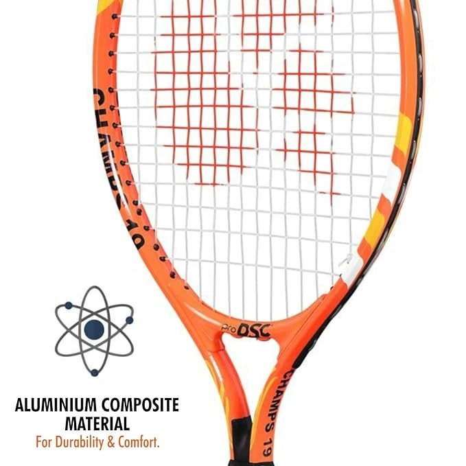 DSC Champ Aluminum Tennis Racquet: Lightweight, Durable, and Powerful Racquet for Beginners and Junior Players-ORANGE-19-4