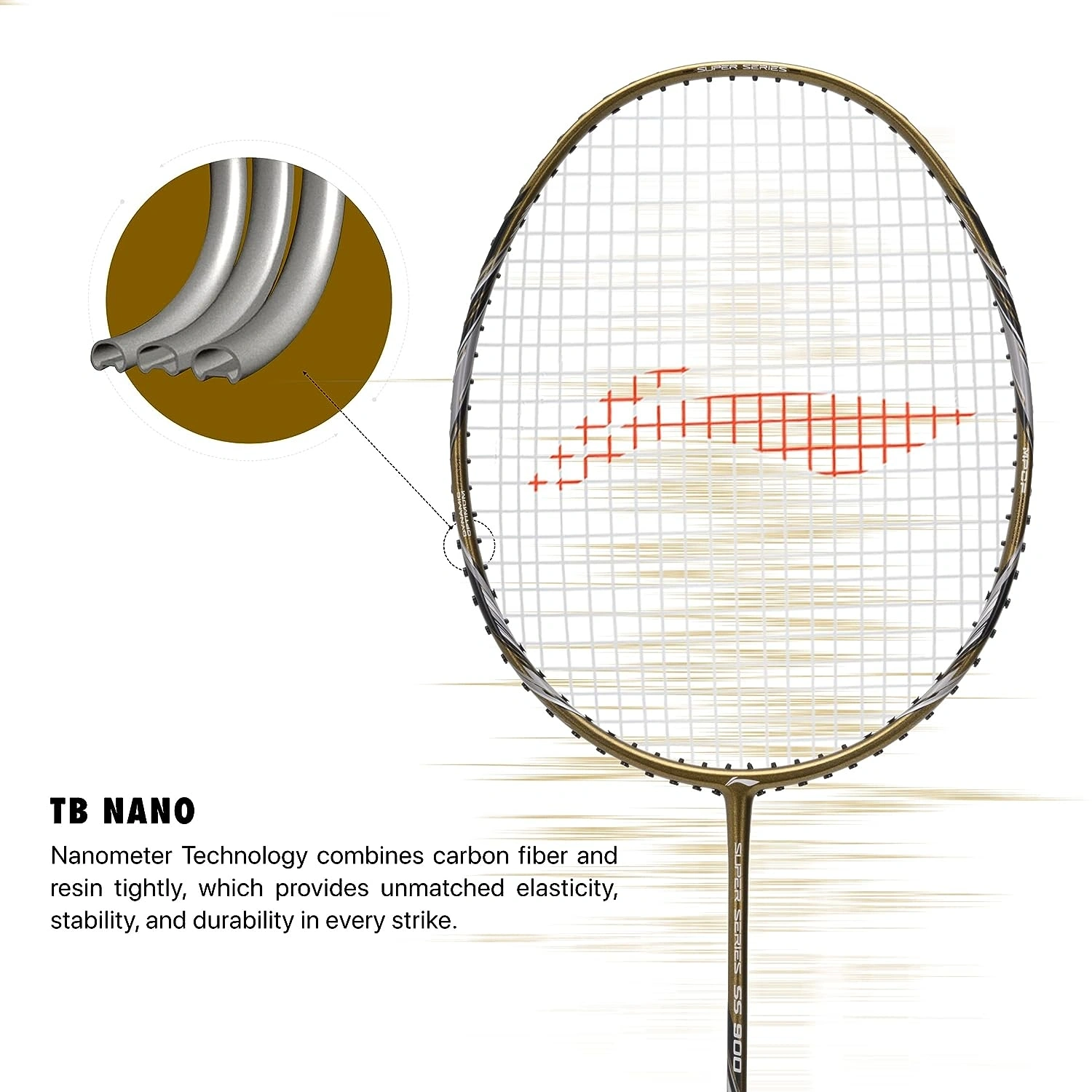 Li-Ning Super Series 900 Strung Badminton Racket-OLIVE GOLD/GREY-FS-7