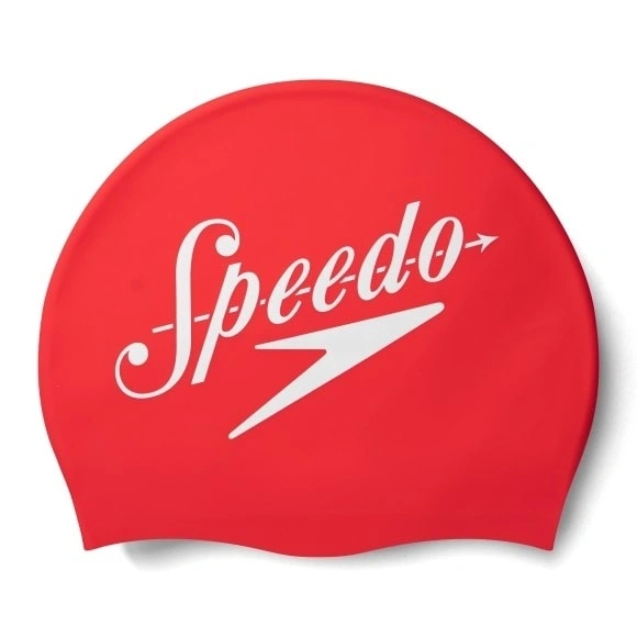 SPEEDO 80838514614 Slogan Print Senior Swim Cap-RED/WHITE-SR-1