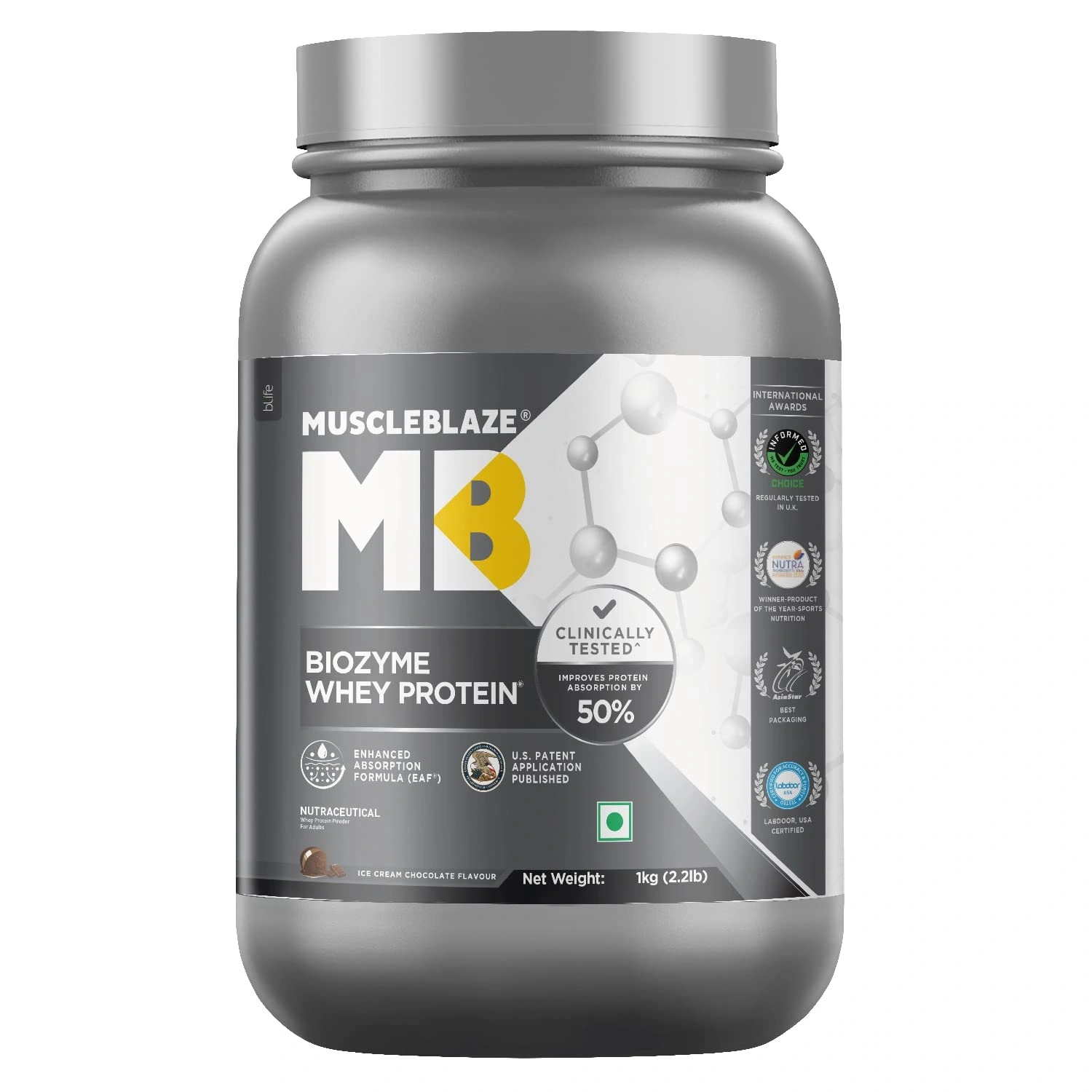 MuscleBlaze Biozyme Whey Protein-ICE CREAM CHOCOLATE-1