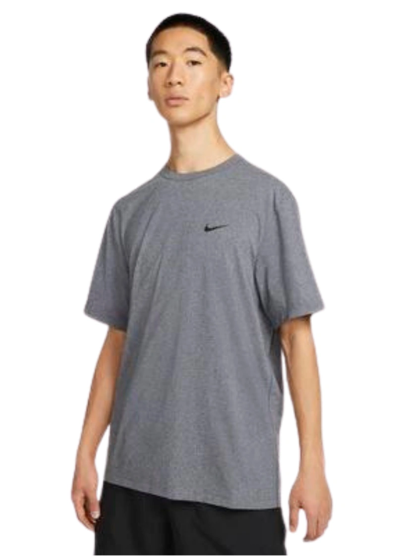 Nike Men Dri-Fit Uv Hyverse Short-Sleeve Fitness Top-Grey-XL-1