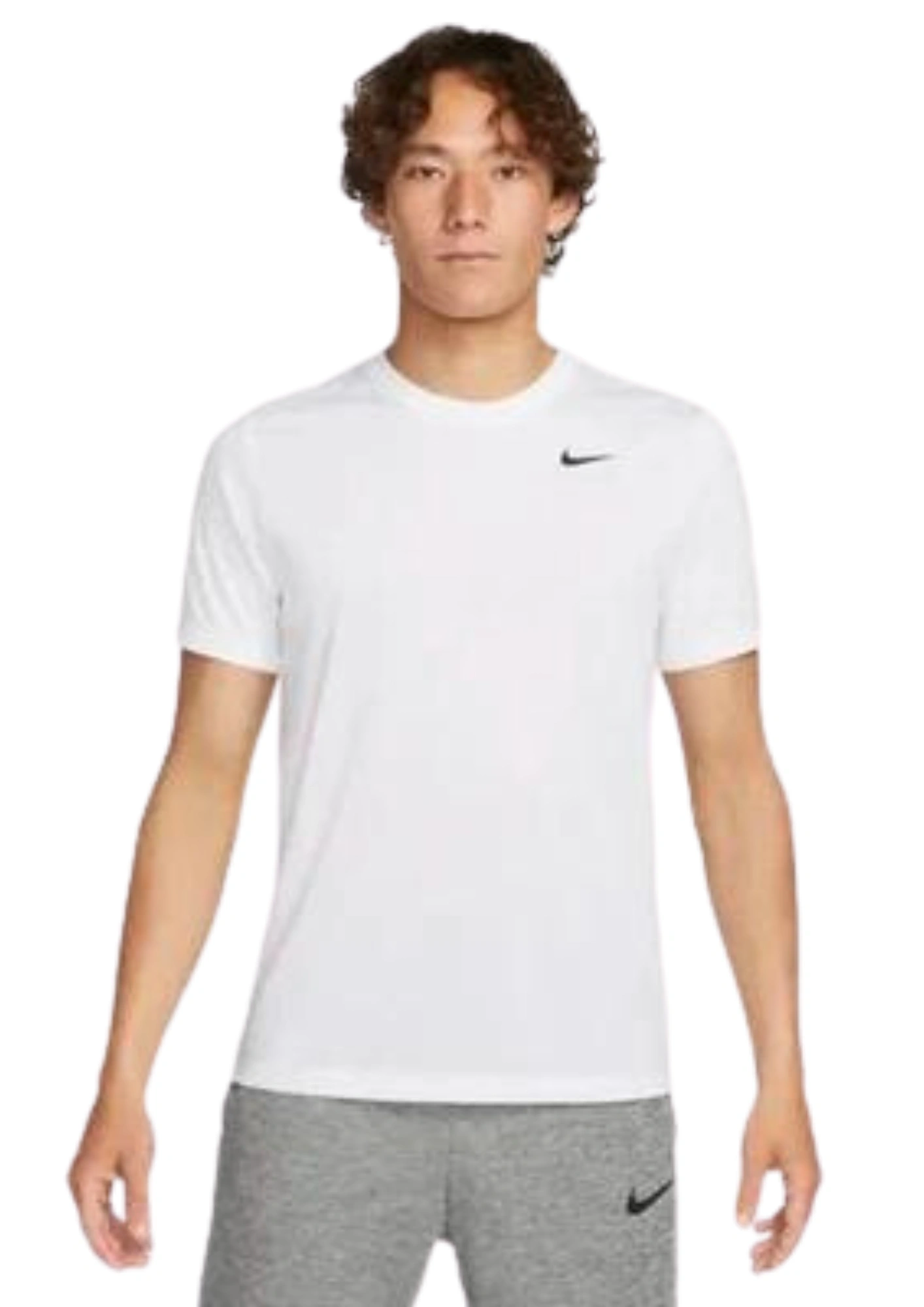 Nike Men Dri-FIT Fitness Short Sleeve Training T-Shirt-M-White-1