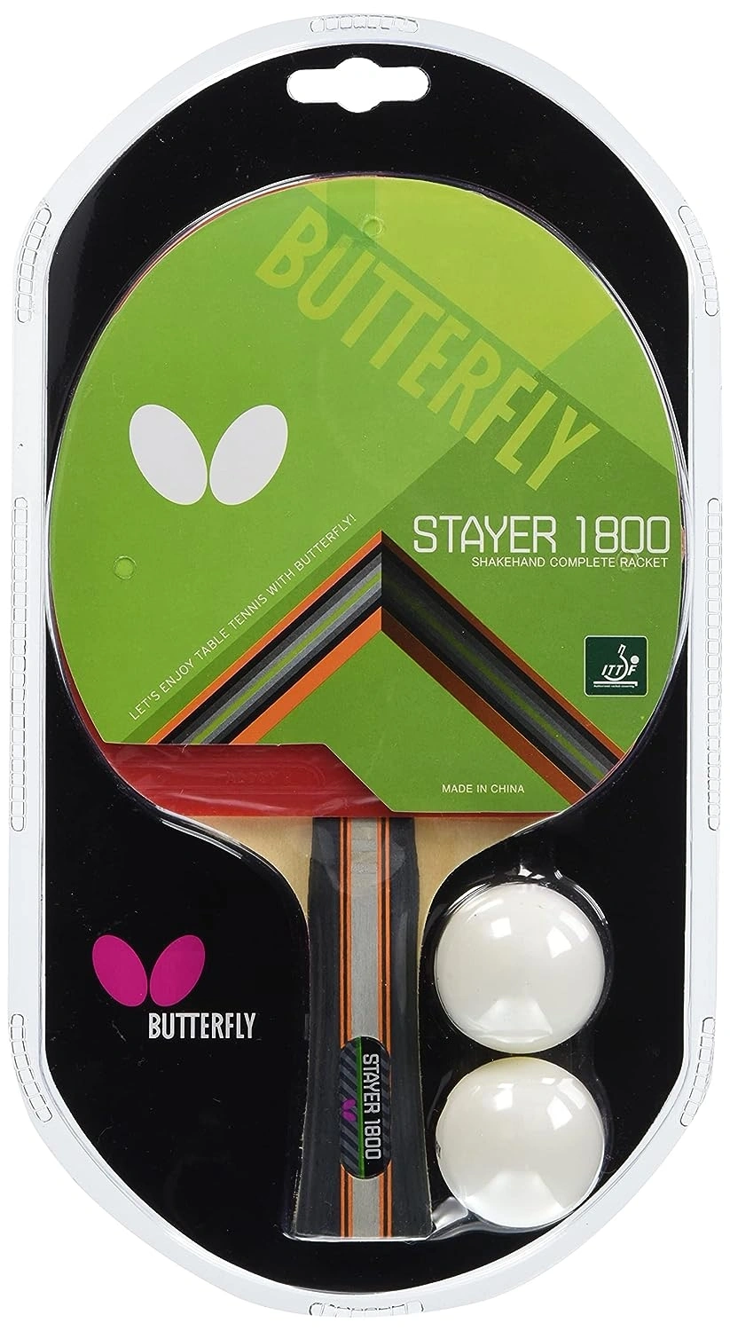 Butterfly Stayer Wood 1800 Shakehand FL Table Tennis Paddle: Genuine Table Tennis Paddle for Intermediate Players-1