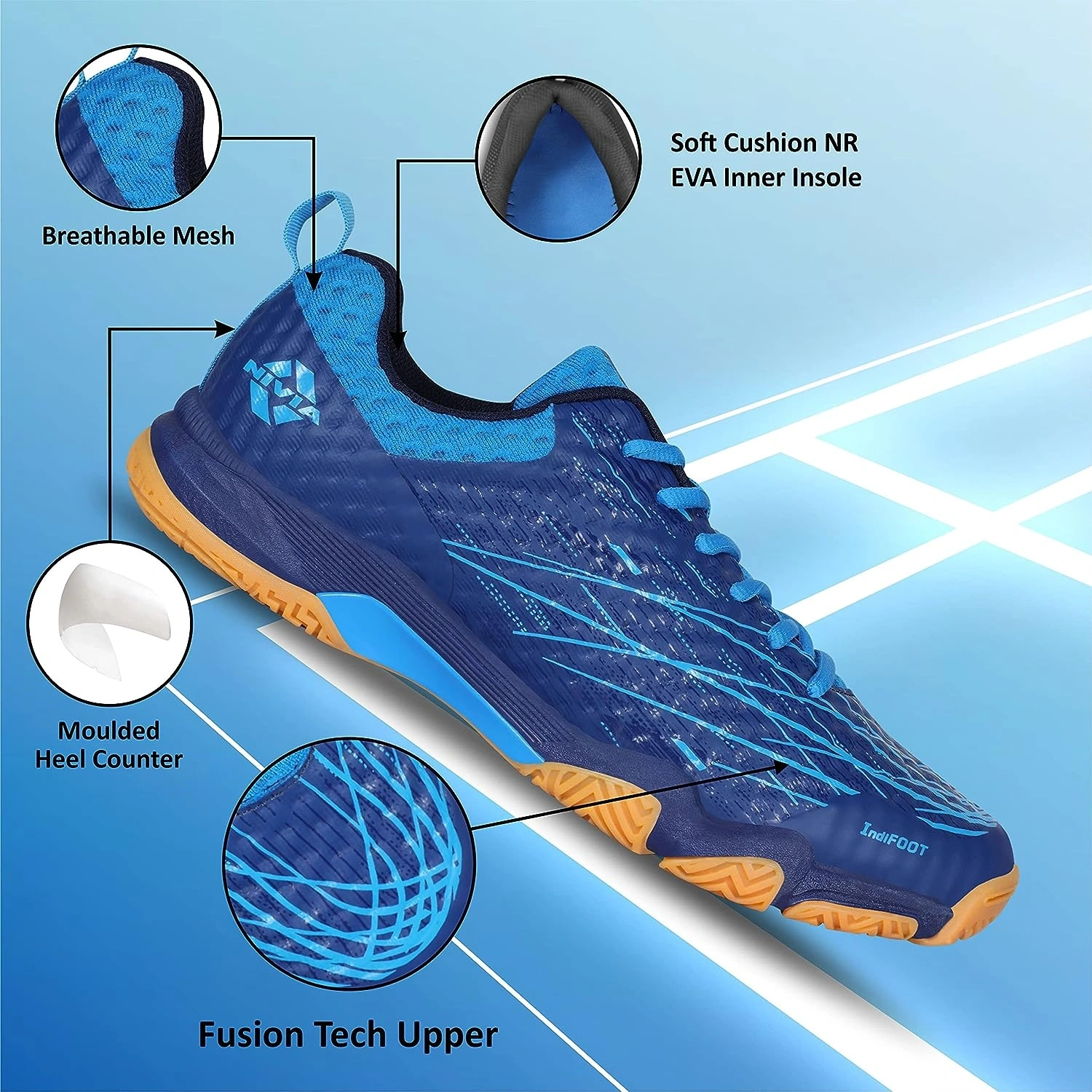 Nivia Powerstrike 3.0 Badminton Shoes-4-BLUE/BLACK-7