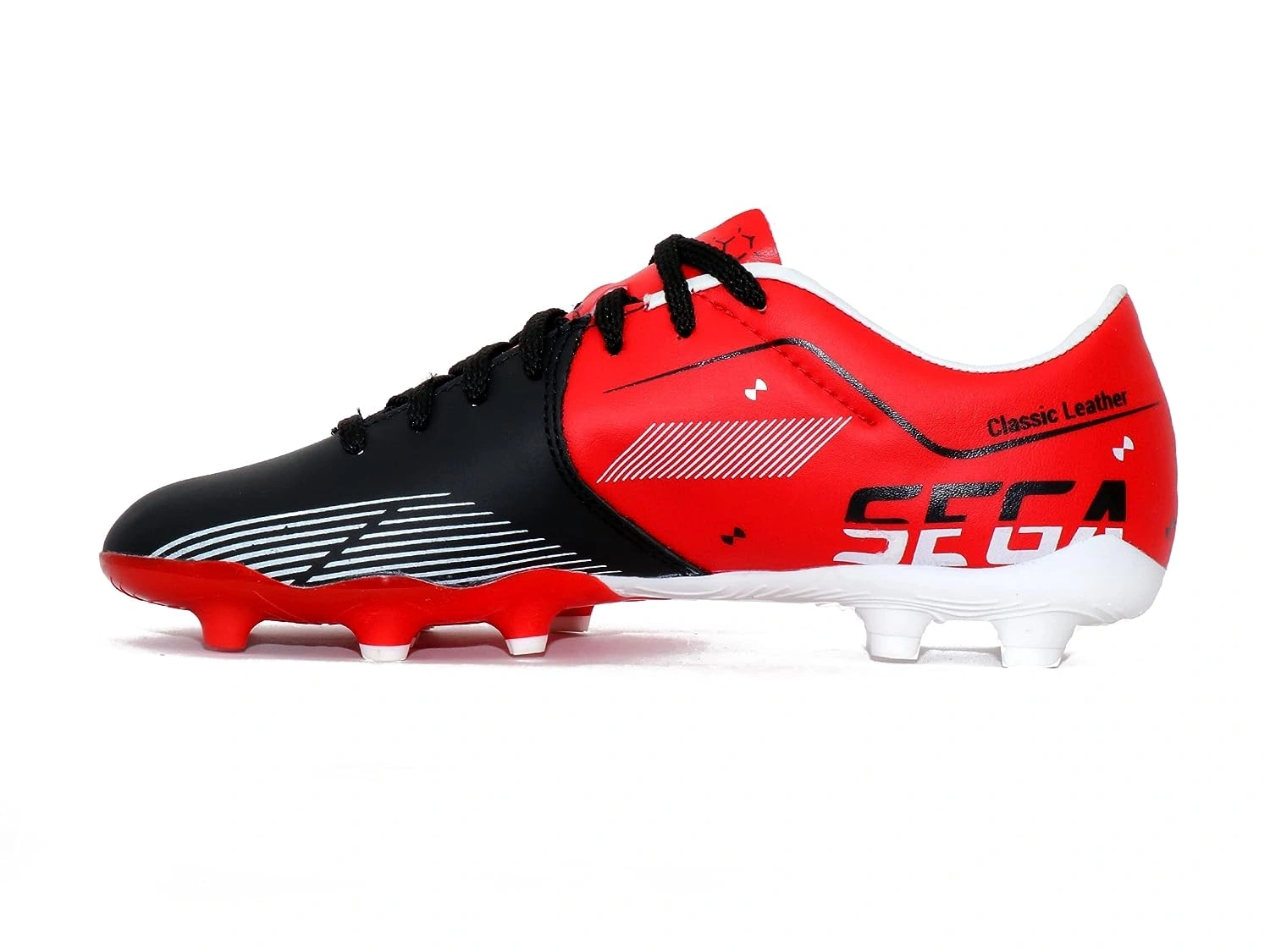 Sega Classic Leather Football Shoes-BLACK / RED-10-1