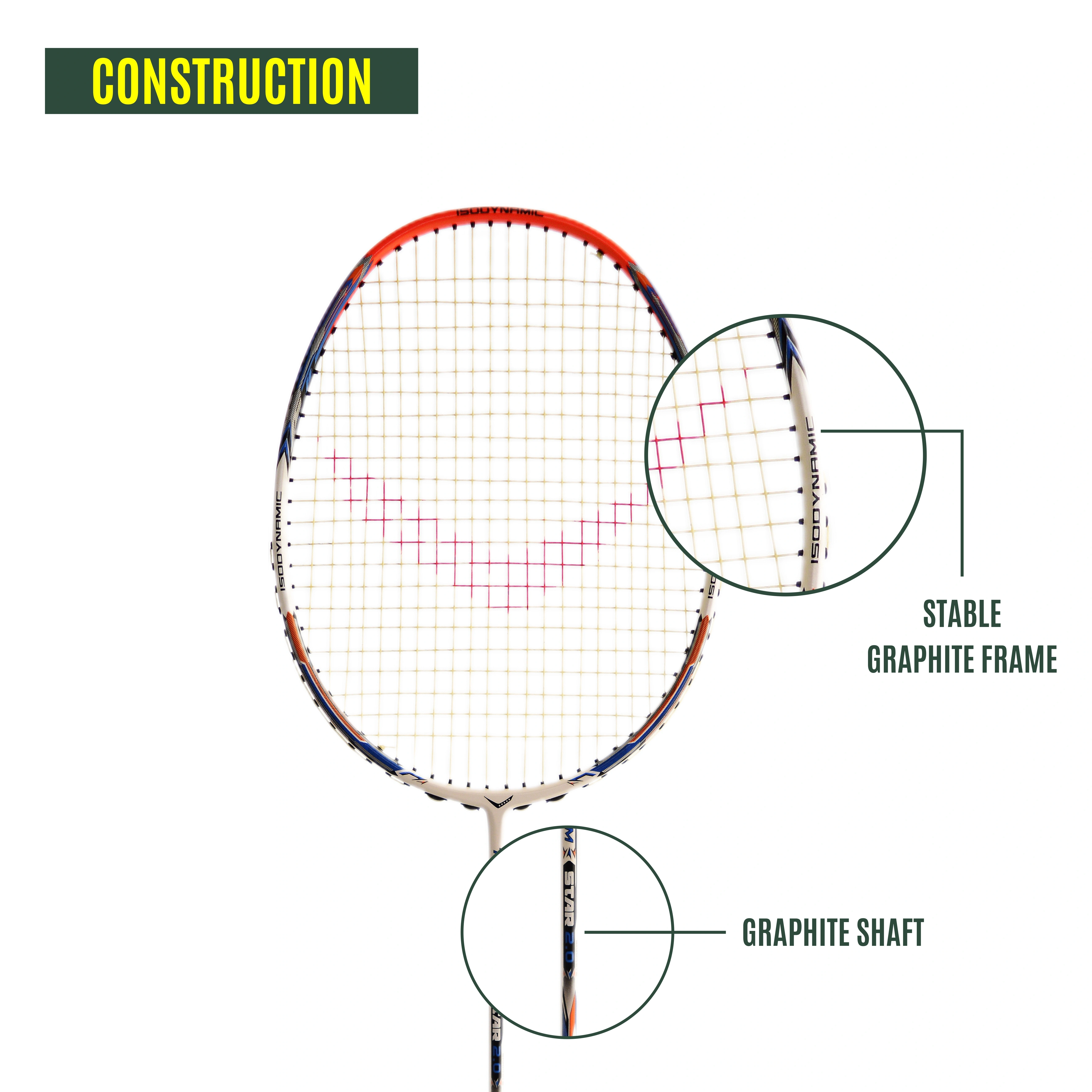 TRANSFORM STAR 2.0 UNSTRUNG BADMINTON RACQUETS-WHITE/ORANGE-7