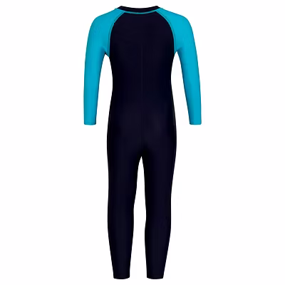 Speedo Color Block All in 1 Suit-TRUE NAVY-8Y-2